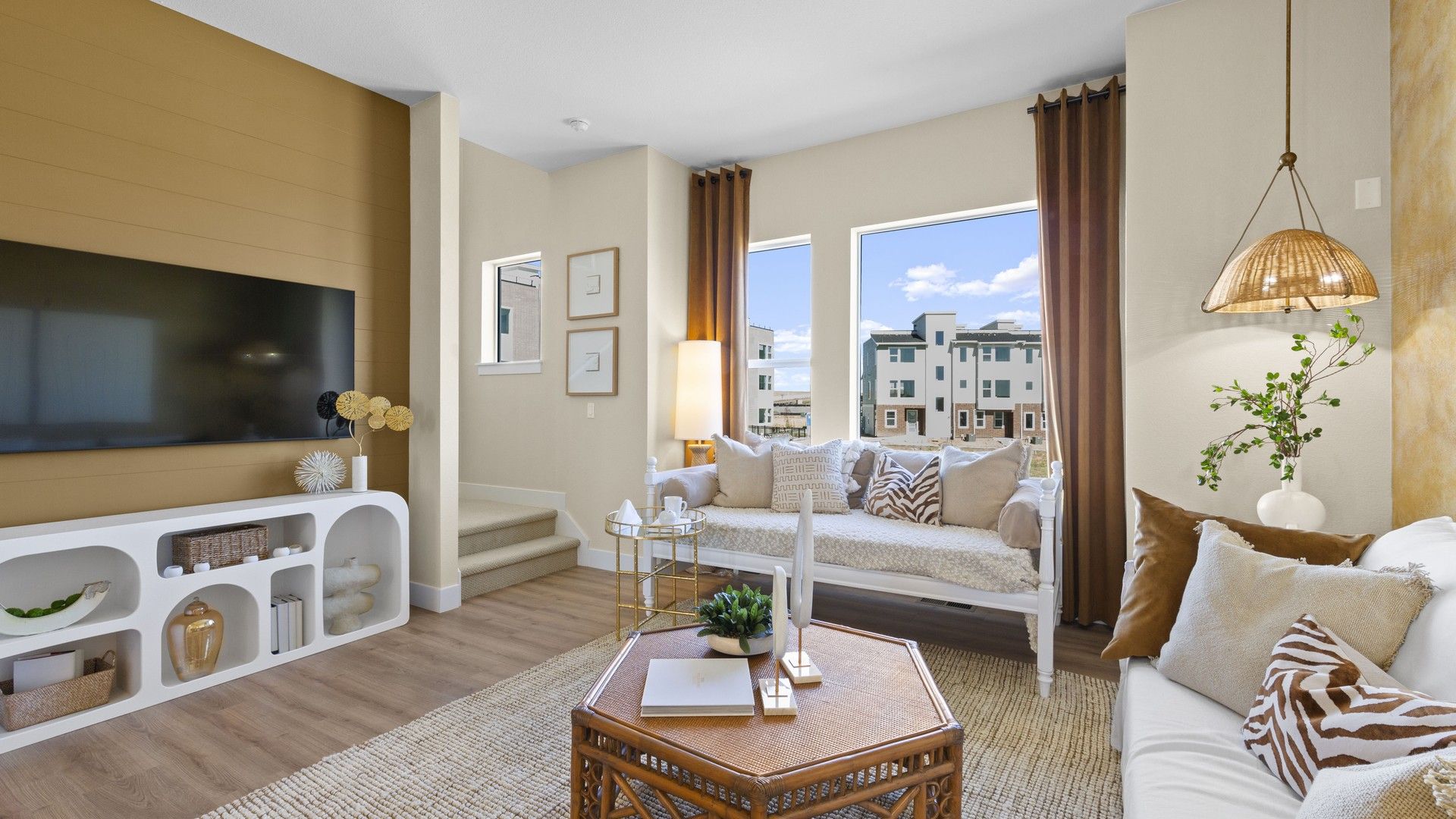 Experience refined living with rich wood flooring and chic accents in Dillon Pointe's luxurious interiors.