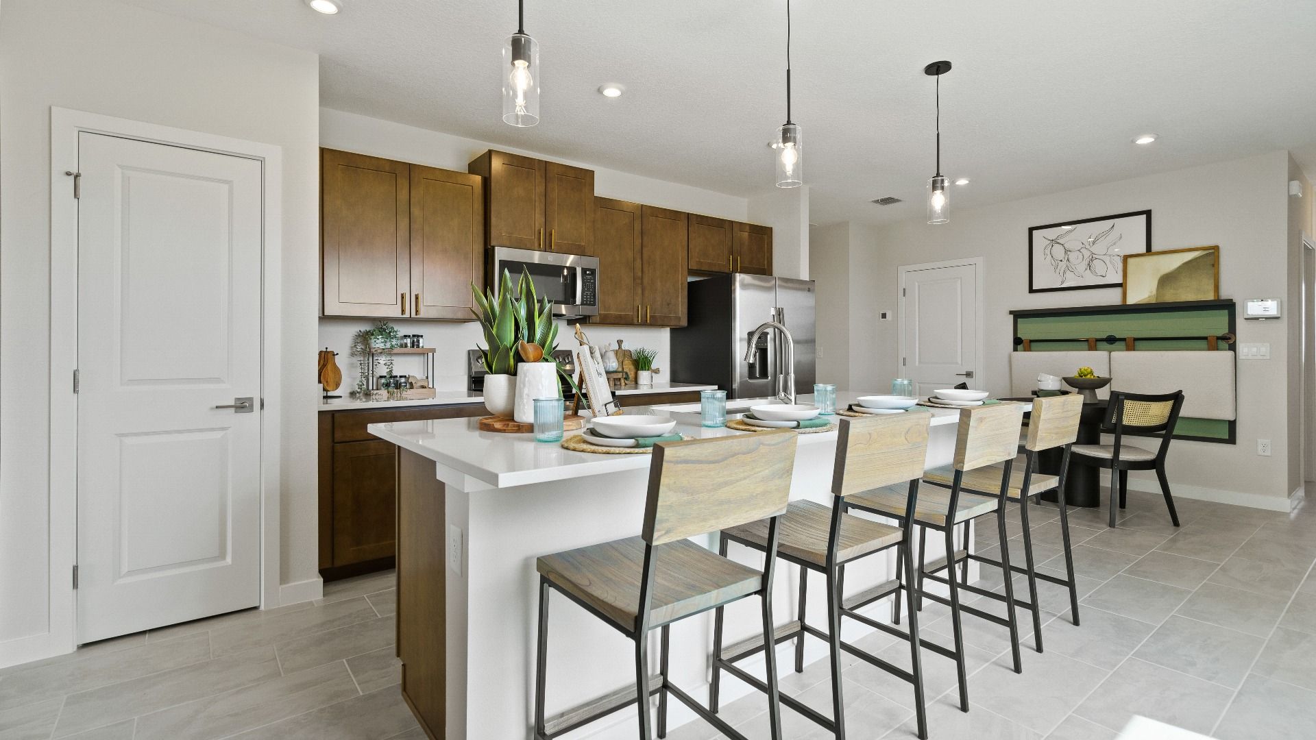 The Atlantic Model by DRB Homes Kitchen features a large kitchen Island and premium finishes.