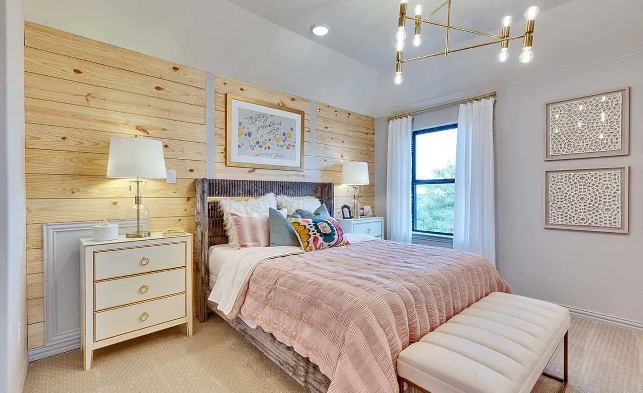 Experience tranquility with rustic wood accents and bespoke lighting in this San Gabriel retreat.