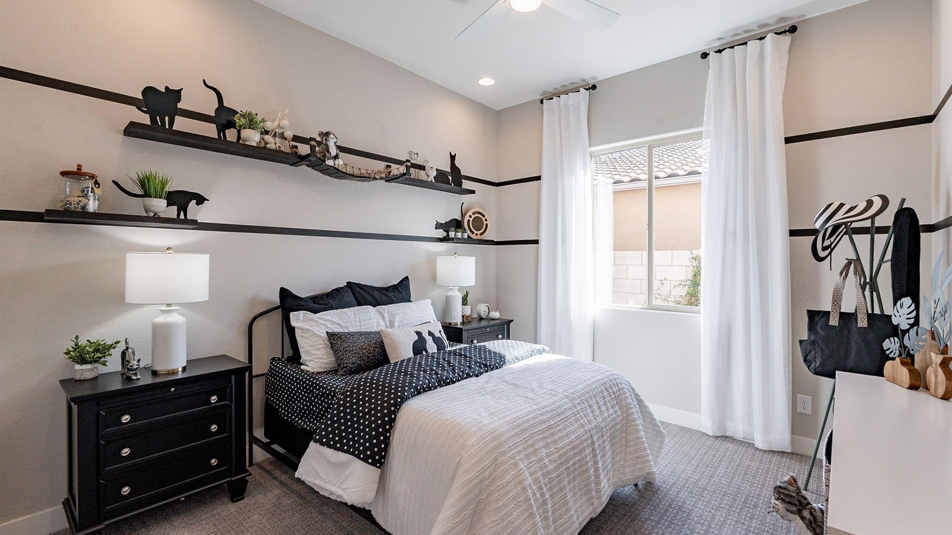 Experience refined comfort with sleek black furniture and neutral palette in Arroyo Seco Hacienda.