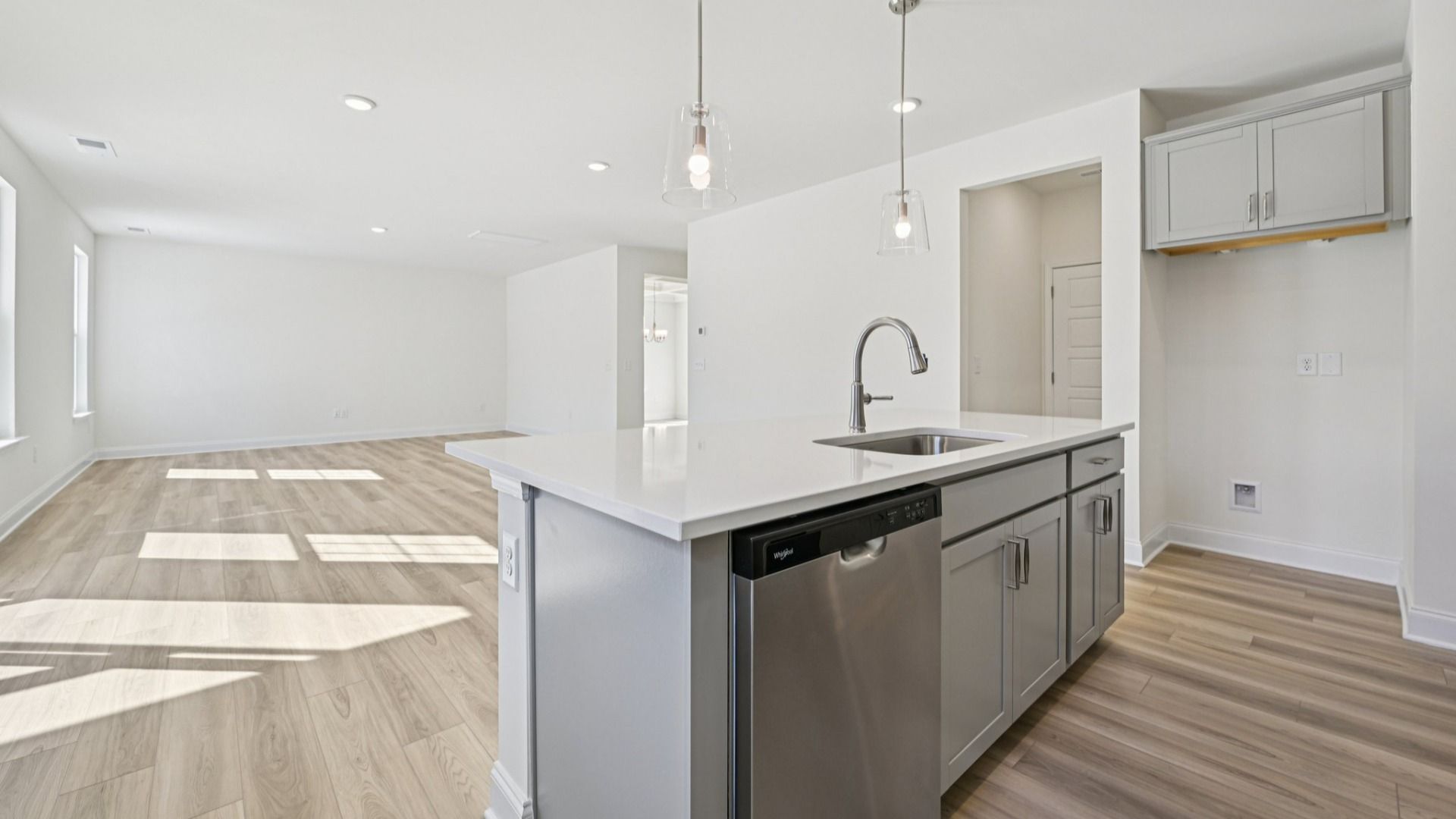 Wagener home plan spacious kitchen with island overlooking family room