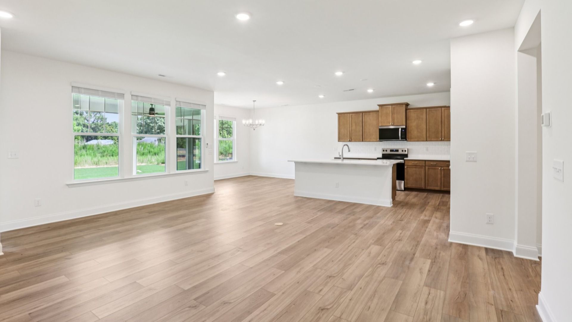 Pendleton home plan open concept kitchen and living room