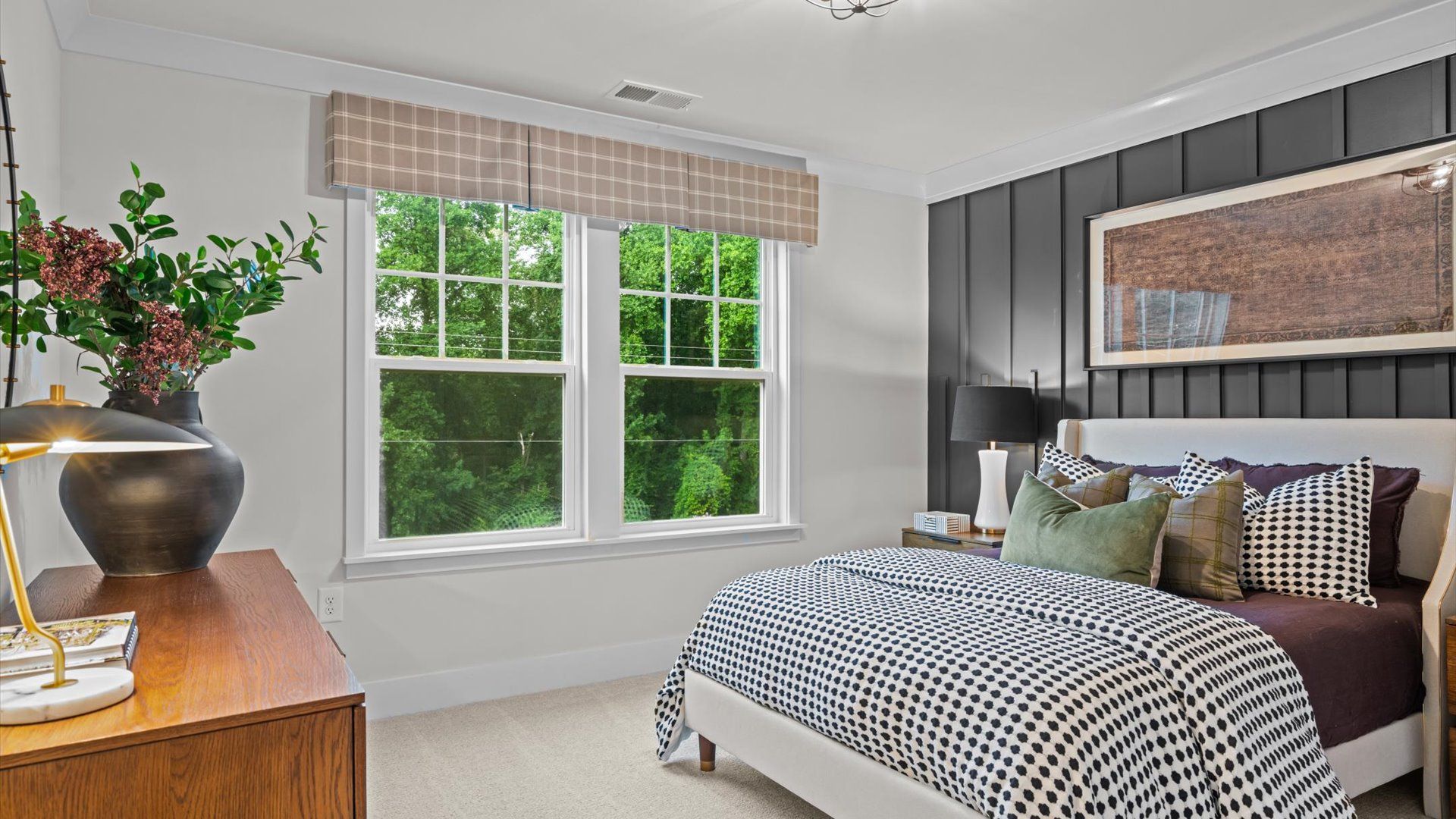 Pelham home plan guest/secondary bedroom with closet and large windows