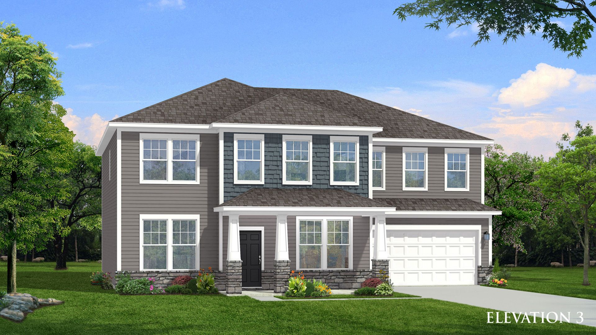 Elevation 3 rendering of the Townsend home plan by DRB Homes