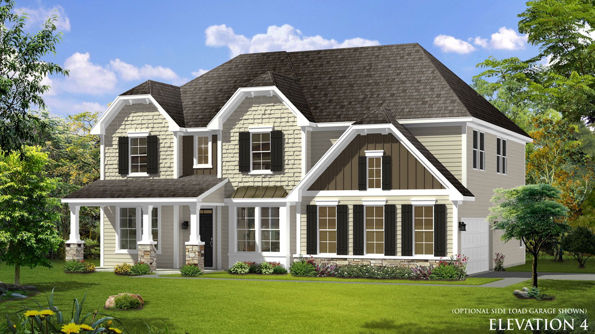 Elevation 4 rendering of the Stonefield home plan by DRB Homes
