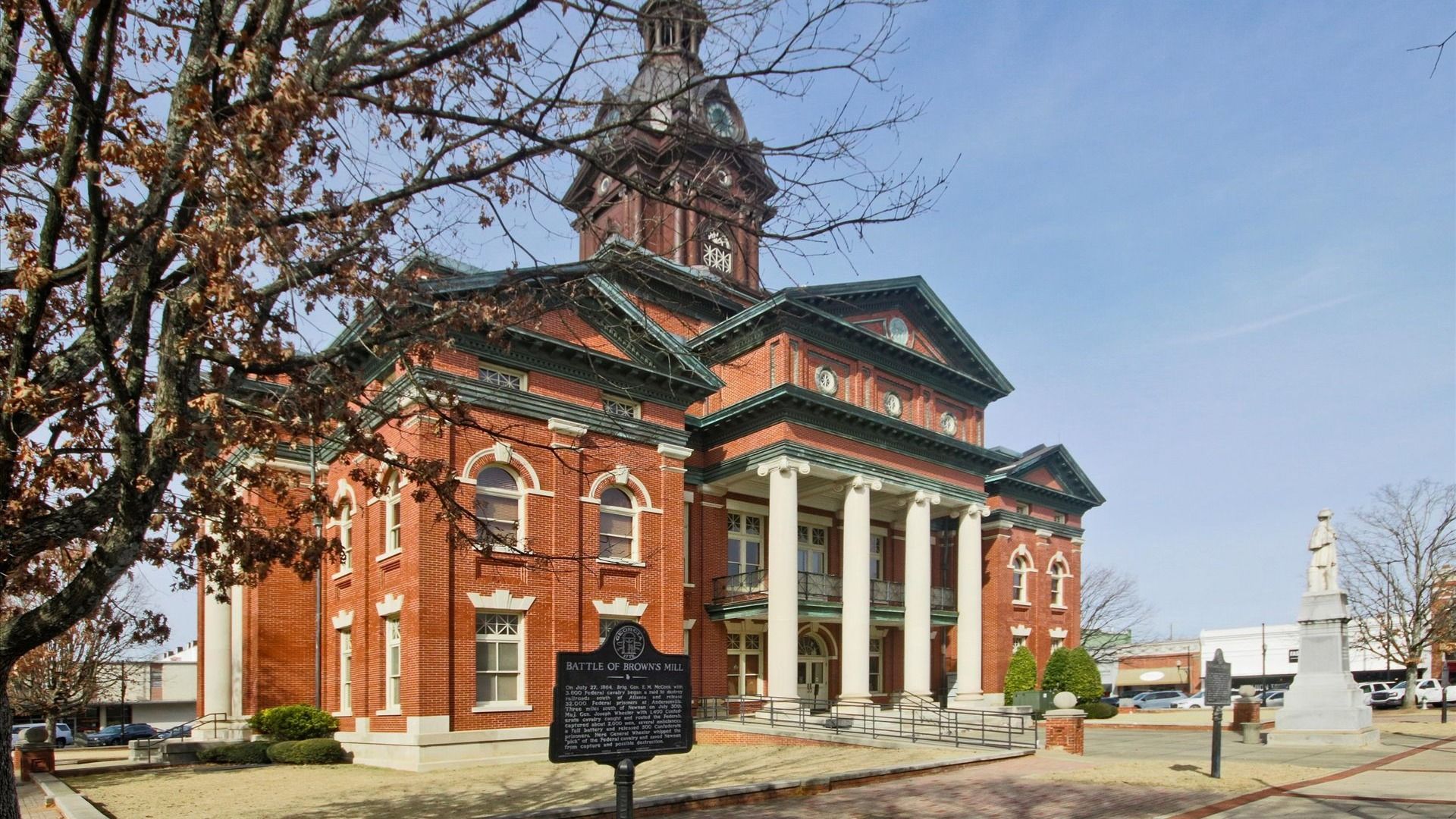 Historic downtown landmark, Coweta County Courthouse, in Newnan, GA near Daybreak.