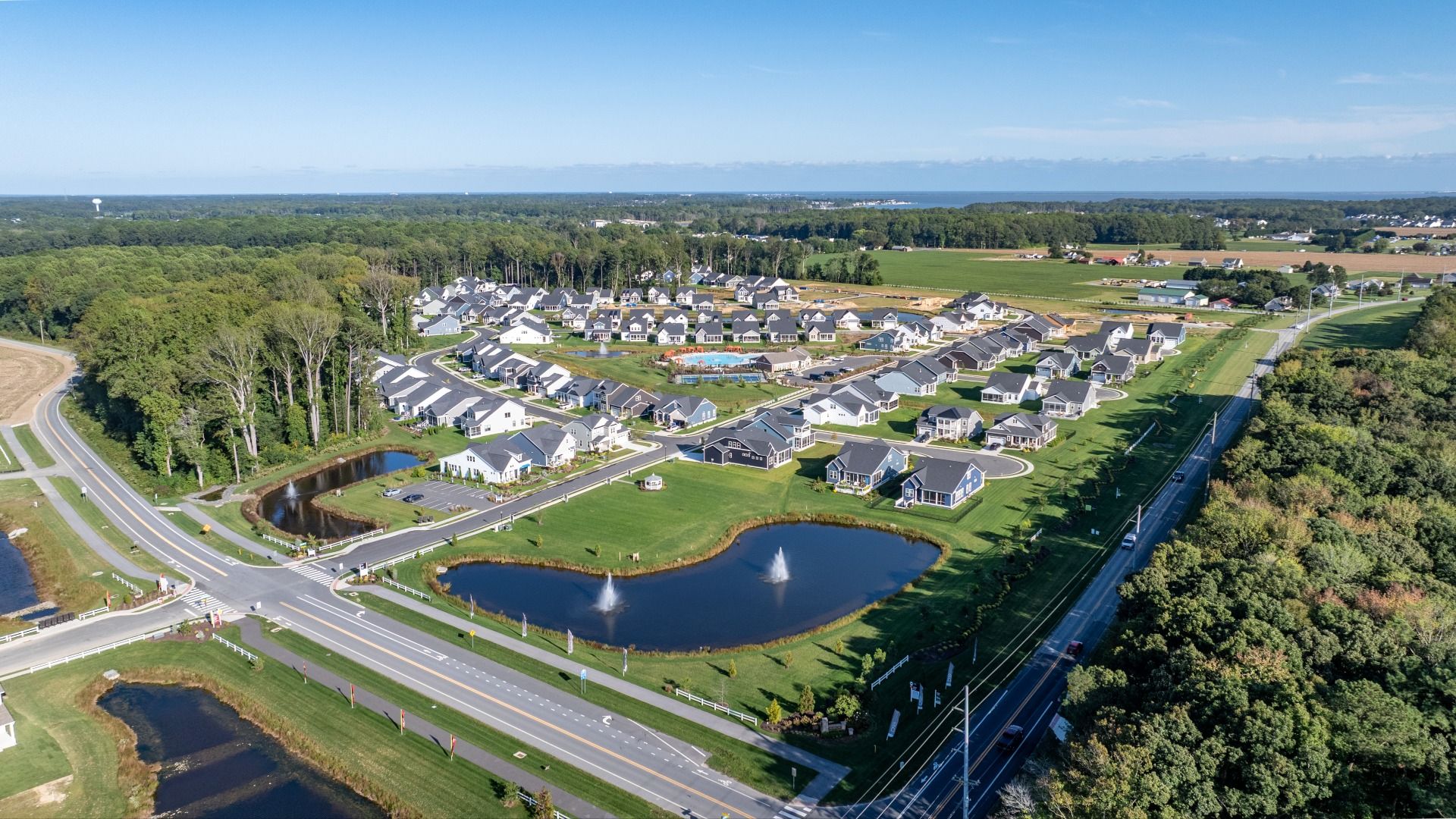 Community Aerial Ocean View DRB Homes Chase Oaks, Lewes, DE