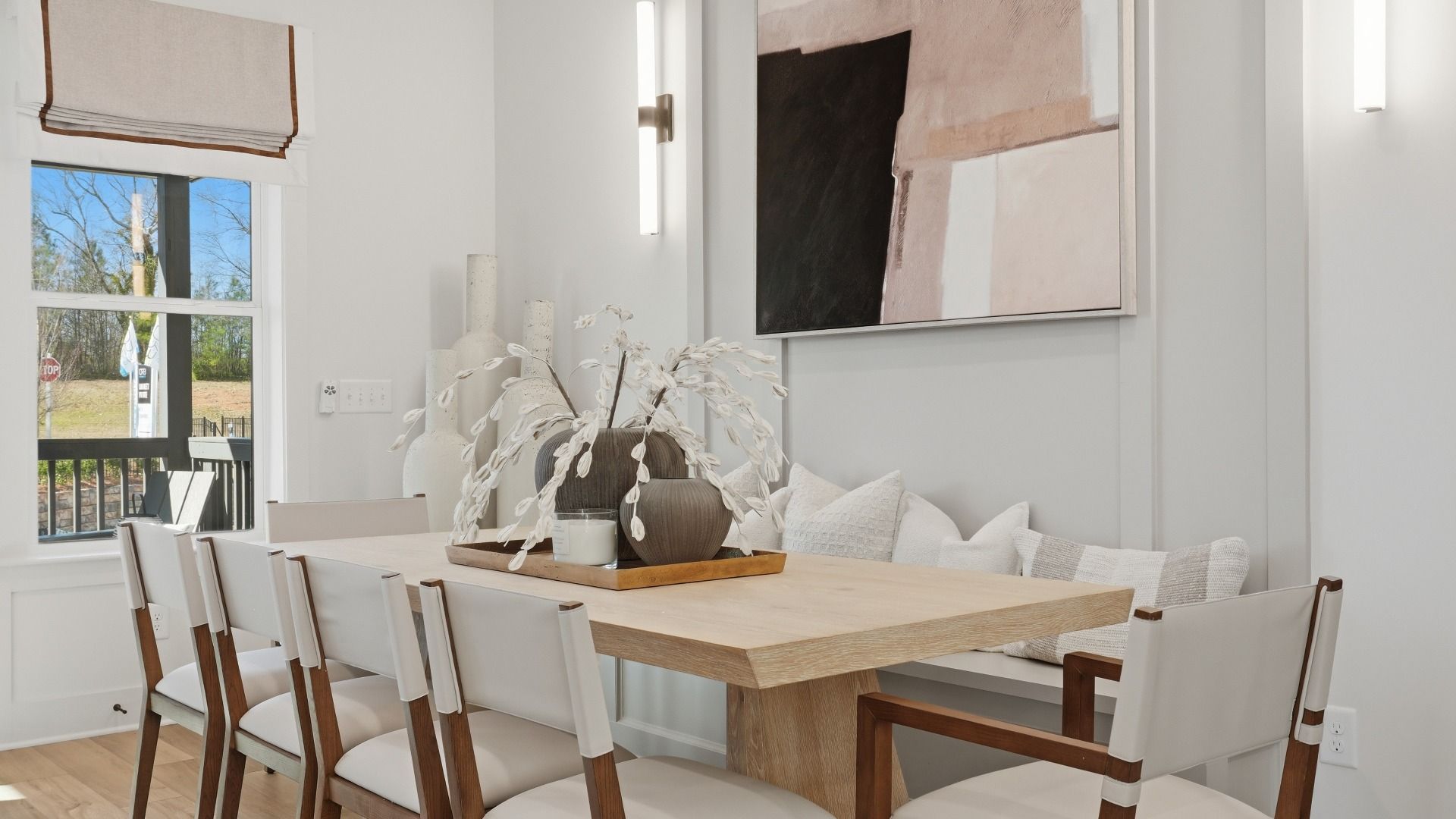 Breakfast nook with natural light and modern finishes in a Barrett Pointe townhome in Kennesaw, GA.