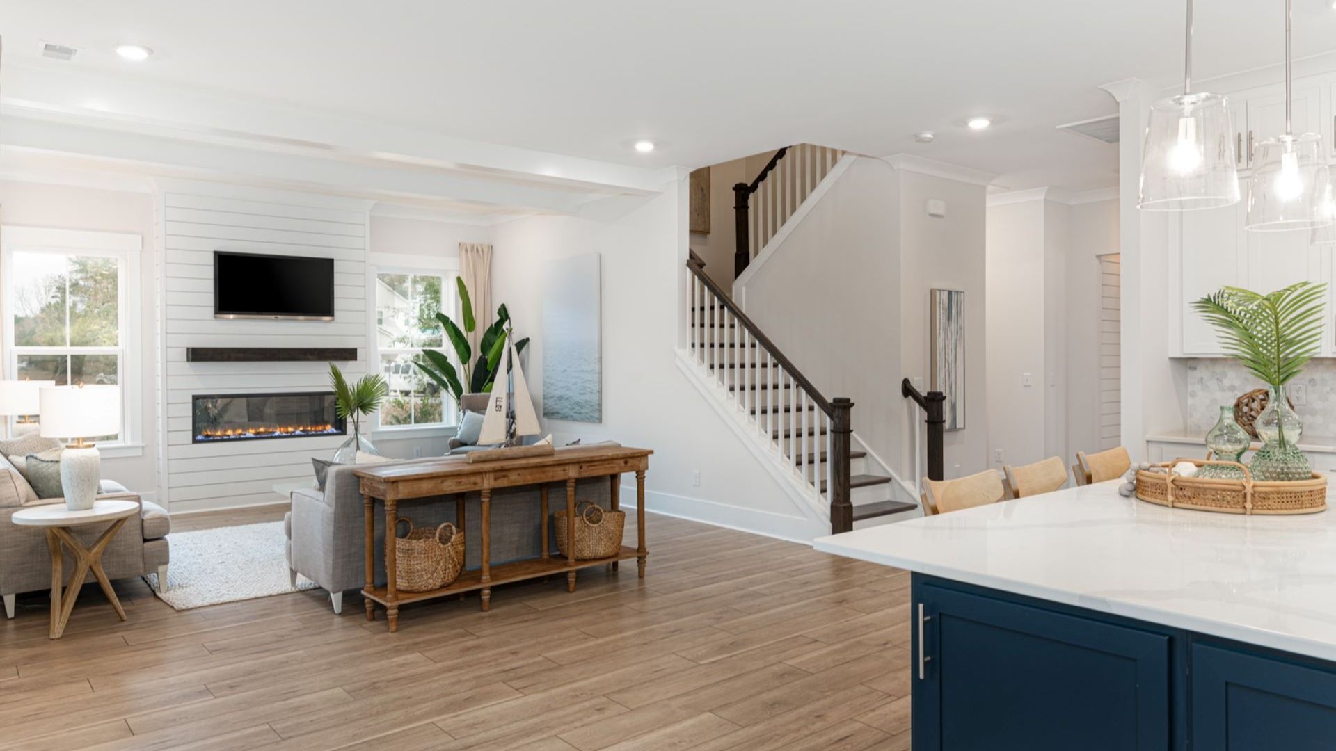 spacious kitchen and living room