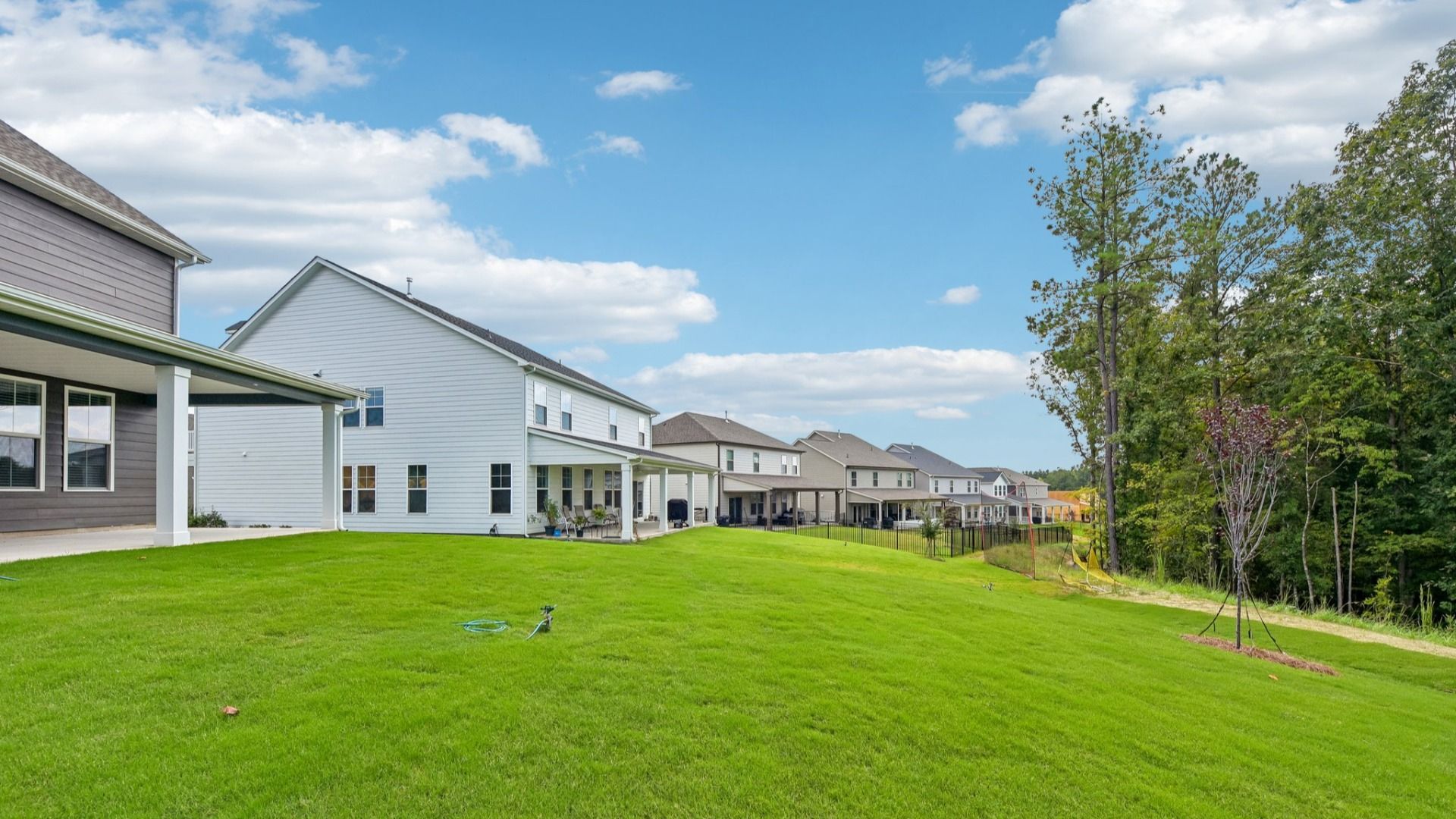 The Burton Plan by DRB Homes in Lakeside Glen, York SC - Backyard backs up to mature trees