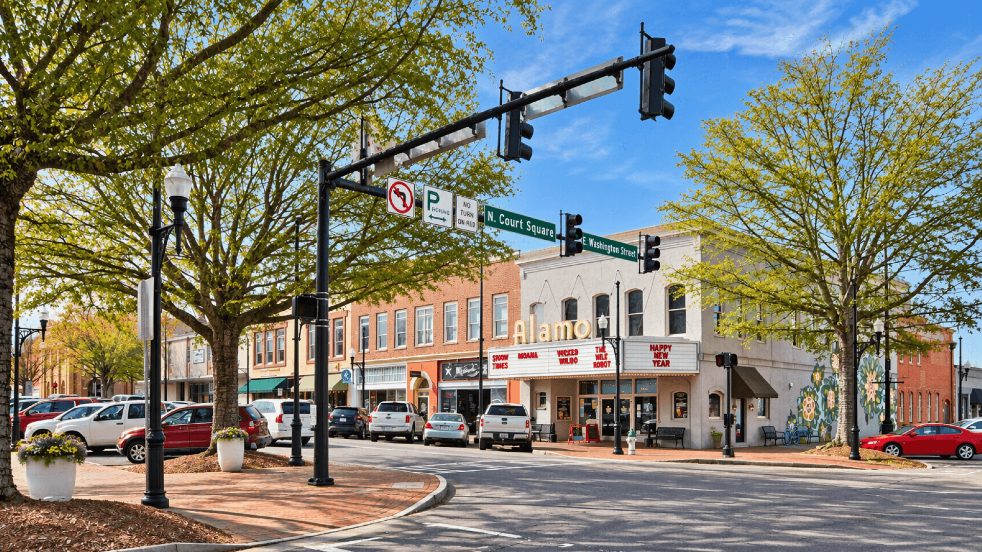 Newnan Town Square with shops, dining, and walkable streets for a downtown feel and community gathering near Chapel Hill.