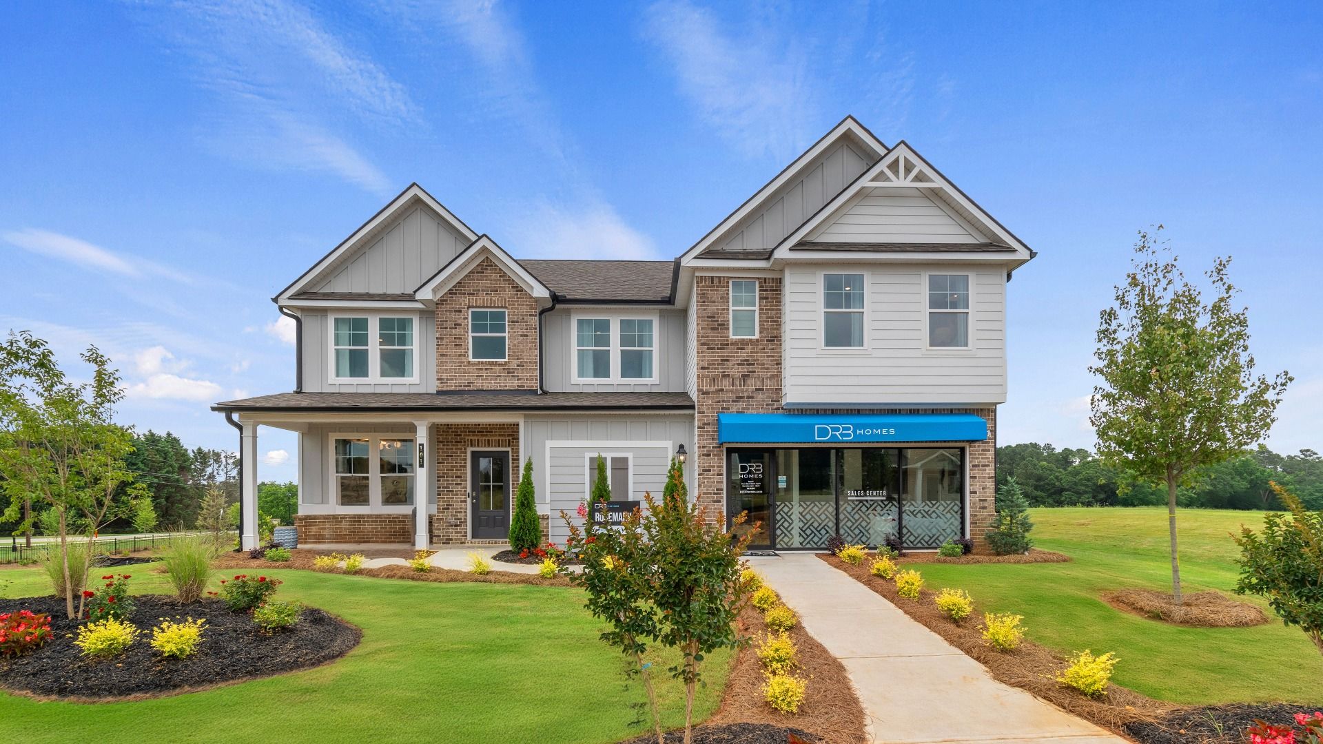 Two-story Rosemary II model home at Grandview at Millers Mill in Stockbridge, GA.