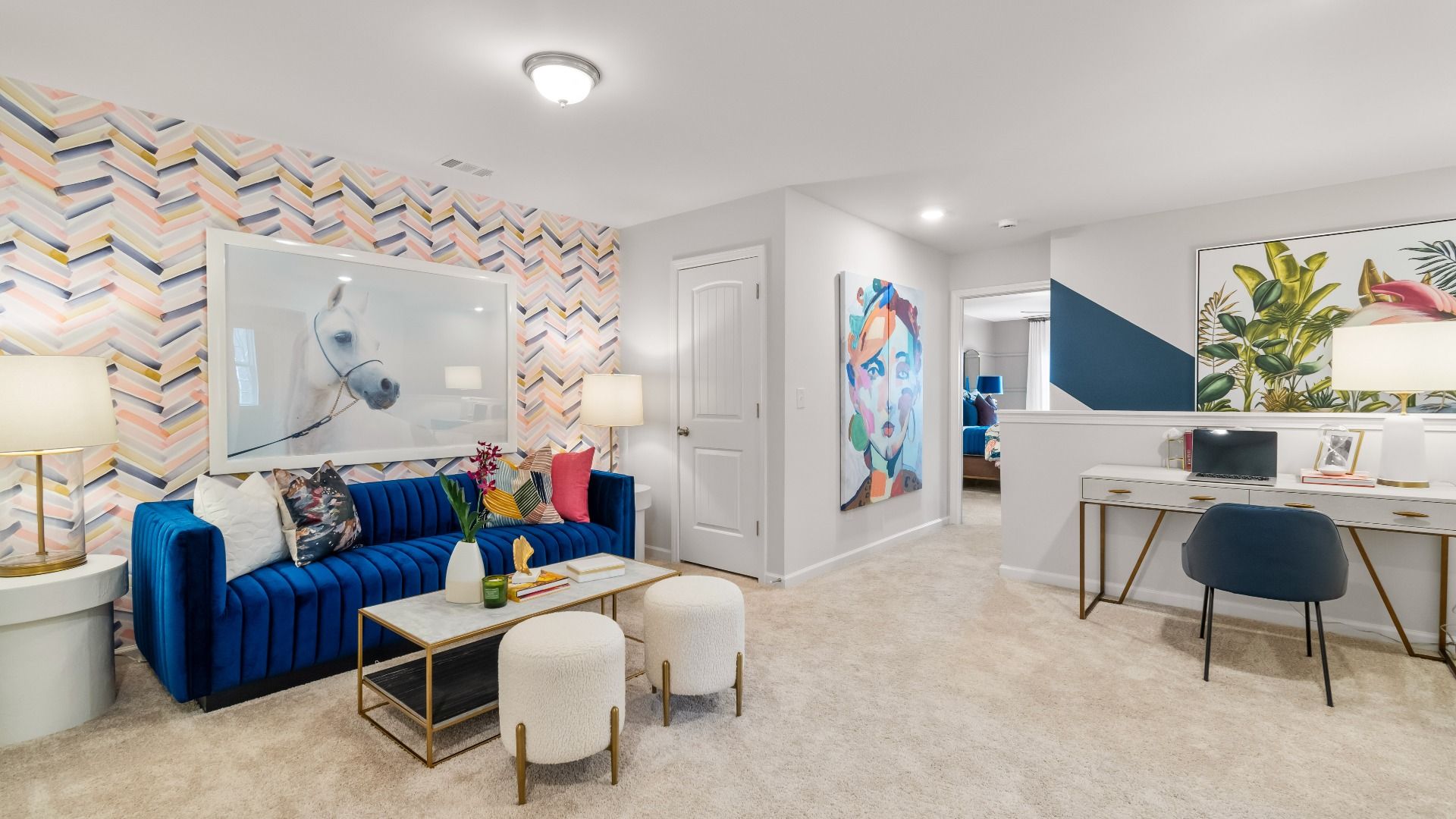 Second-floor loft with an open, flexible layout and a comfortable lounge-style space in Diamante in Stockbridge, GA.