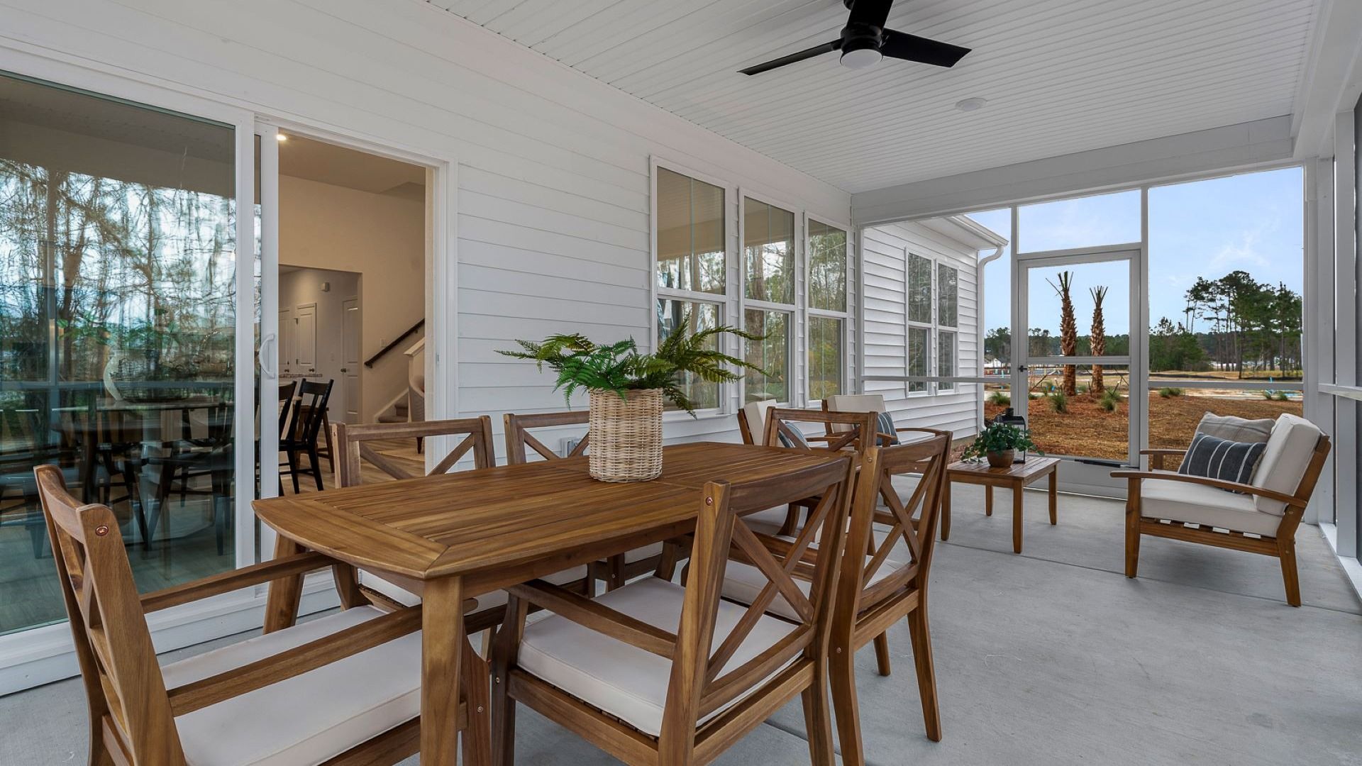 Large Covered Porch of Avondale model in Bluffs at Sun Colony by DRB homes offering new single-family homes near Myrtle Beach