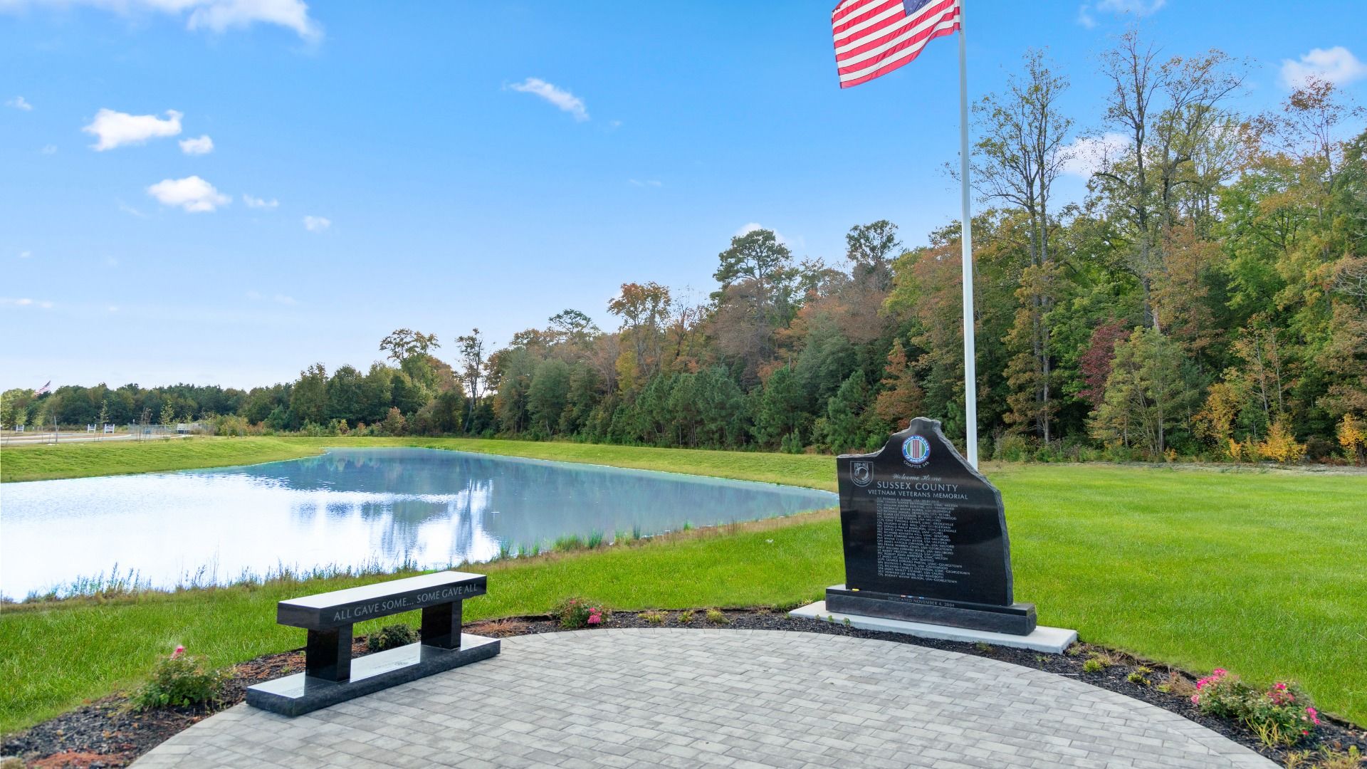 Vietnam Veterans Memorial by pond