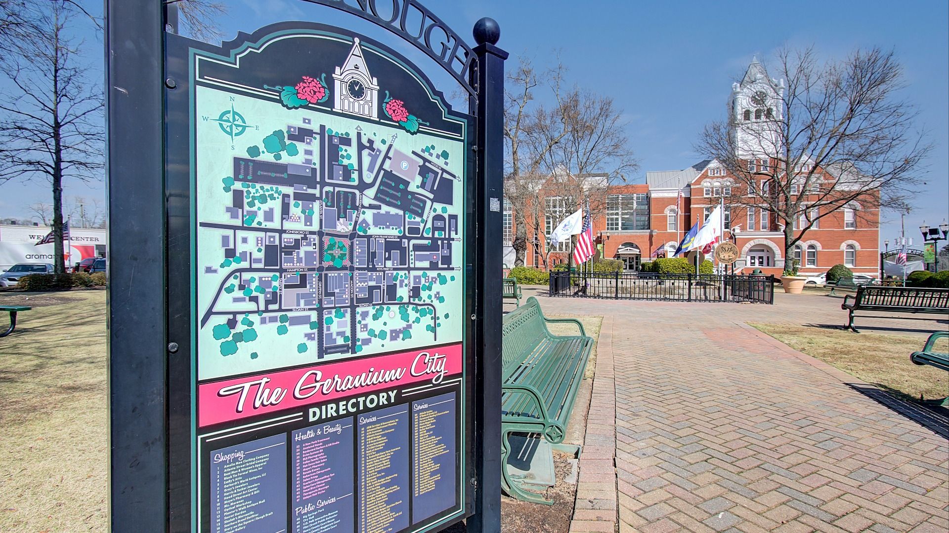 Downtown McDonough Square known for its Annual Geranium Festival