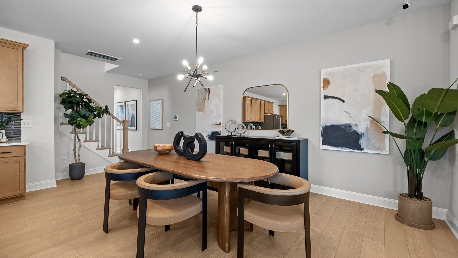 Ample dining area with elevated ceiling and premium finishes in The Adaline new townhome by DRB Homes Charlotte, NC