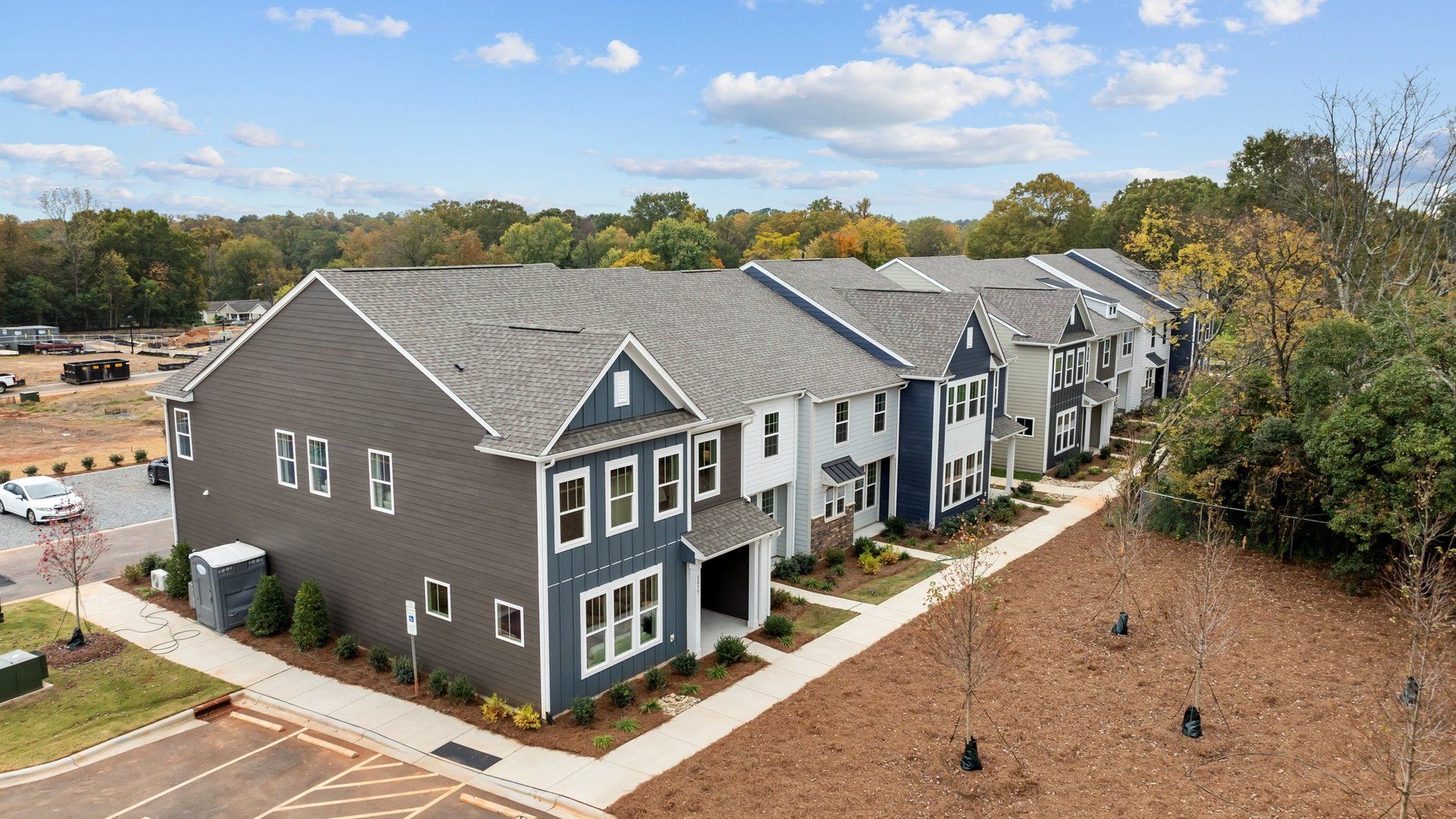 The very spacious Adaline plan furnished model and Rochester Plan townhomes. Greenway Overlook. DRB Homes. Charlotte, NC