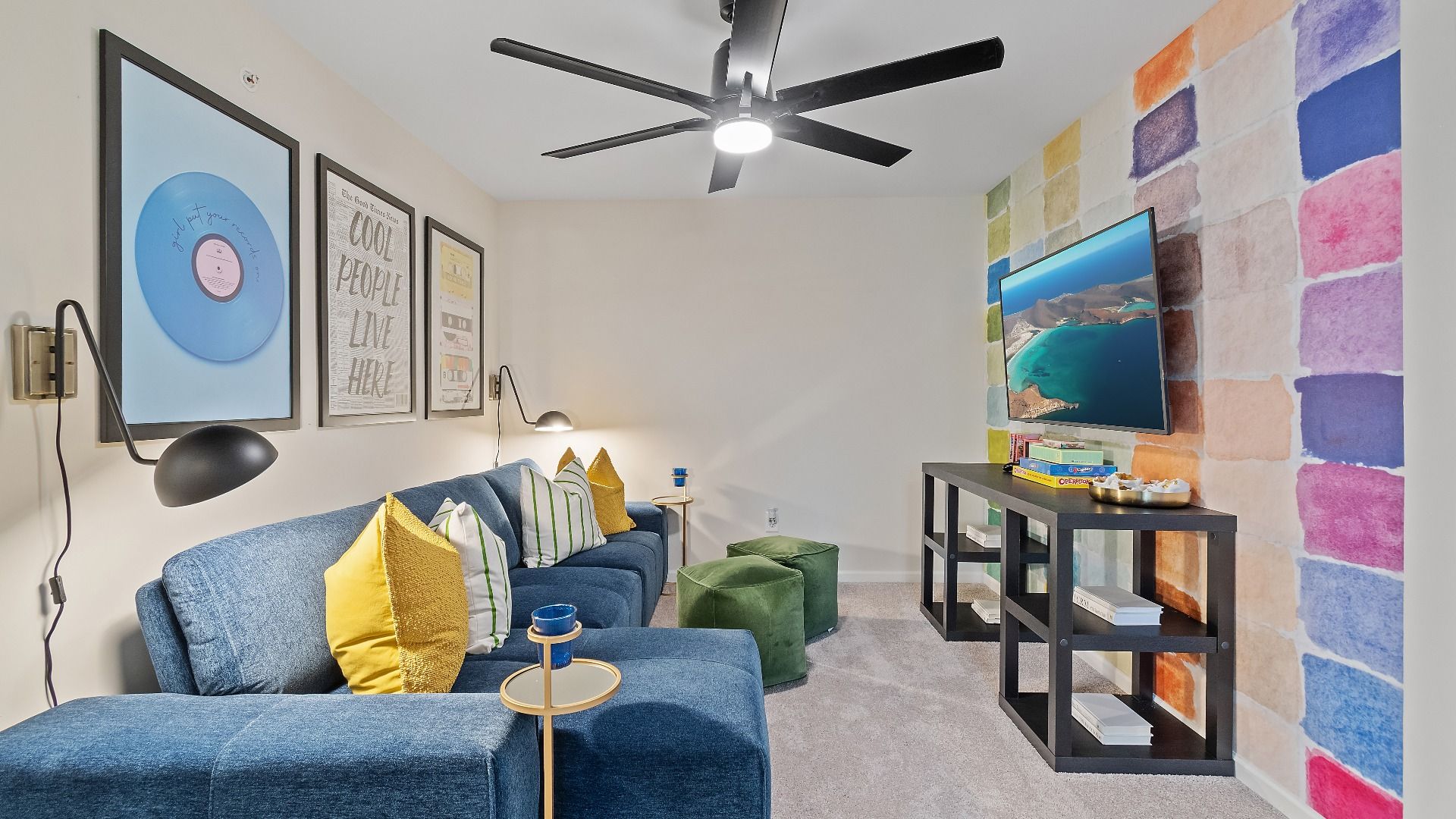 Spacious upstairs loft in new construction townhome for flexible office or lounge use at Auburn Ridge in Riverdale, GA.