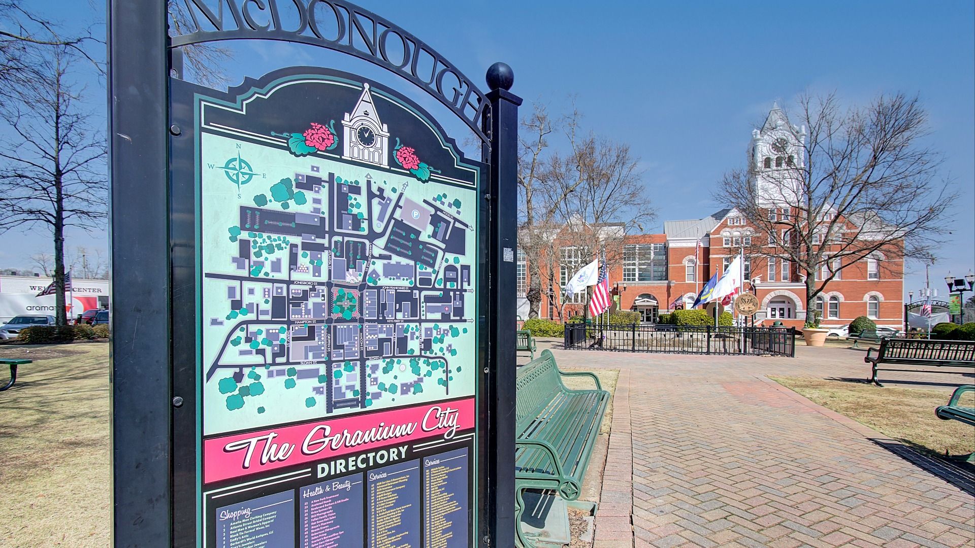 Downtown McDonough Square known for its Annual Geranium Festival.