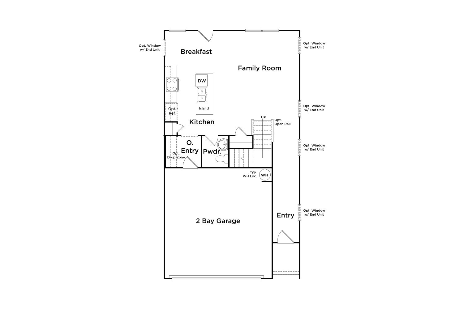 Spacious open concept with open foyer, living and cafe area.