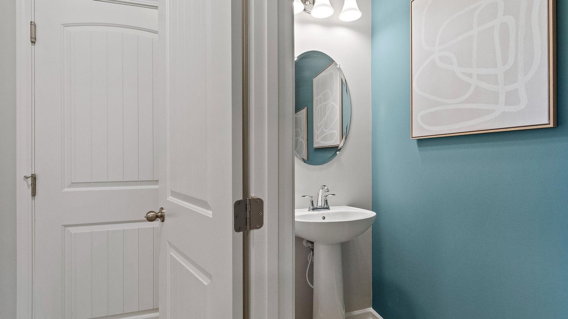 Reagan powder room at Abbotts Crossing single family home.