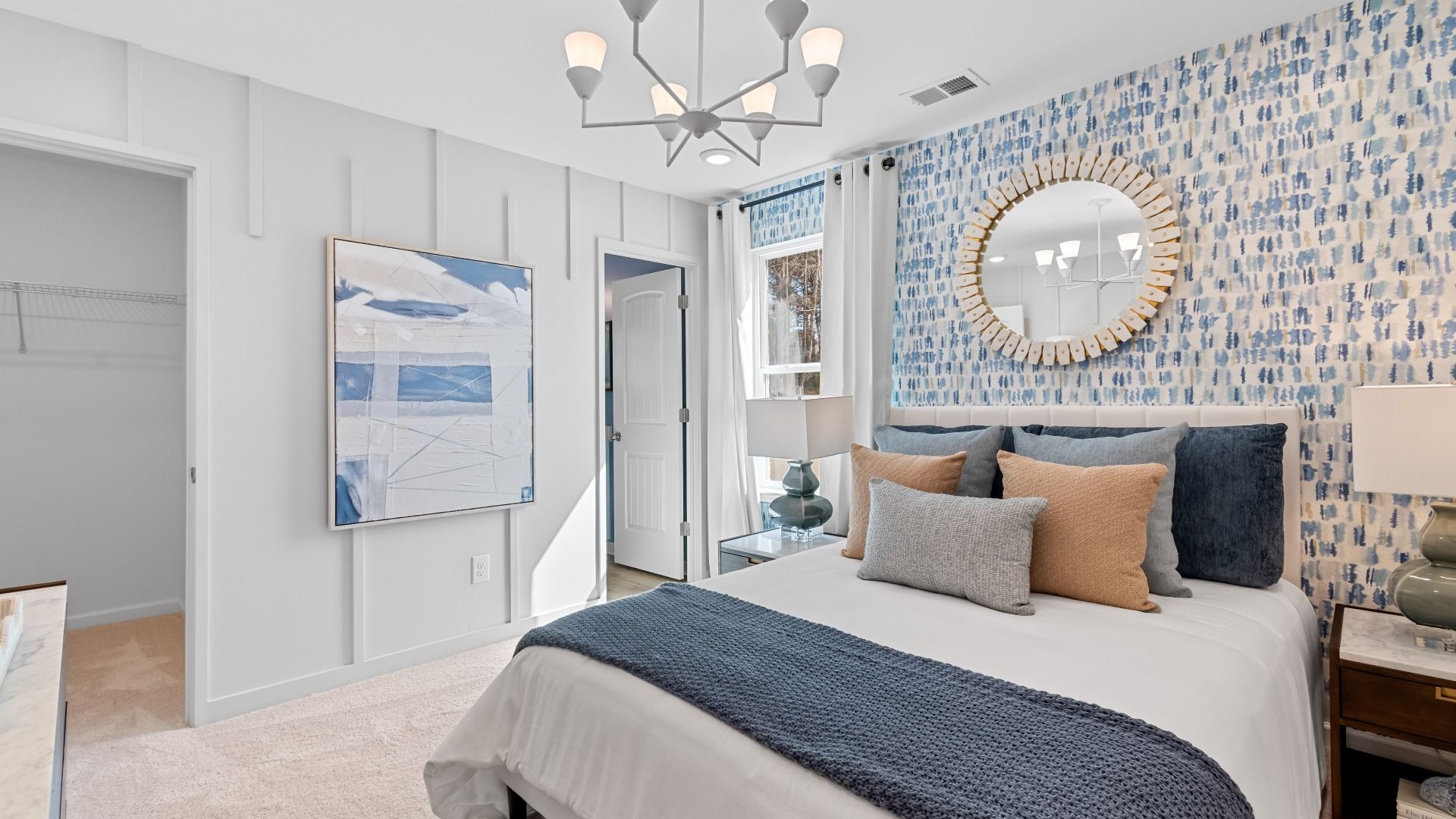Secondary bedroom with closet space and bright natural lighting at Bowers Farm new construction single family home.