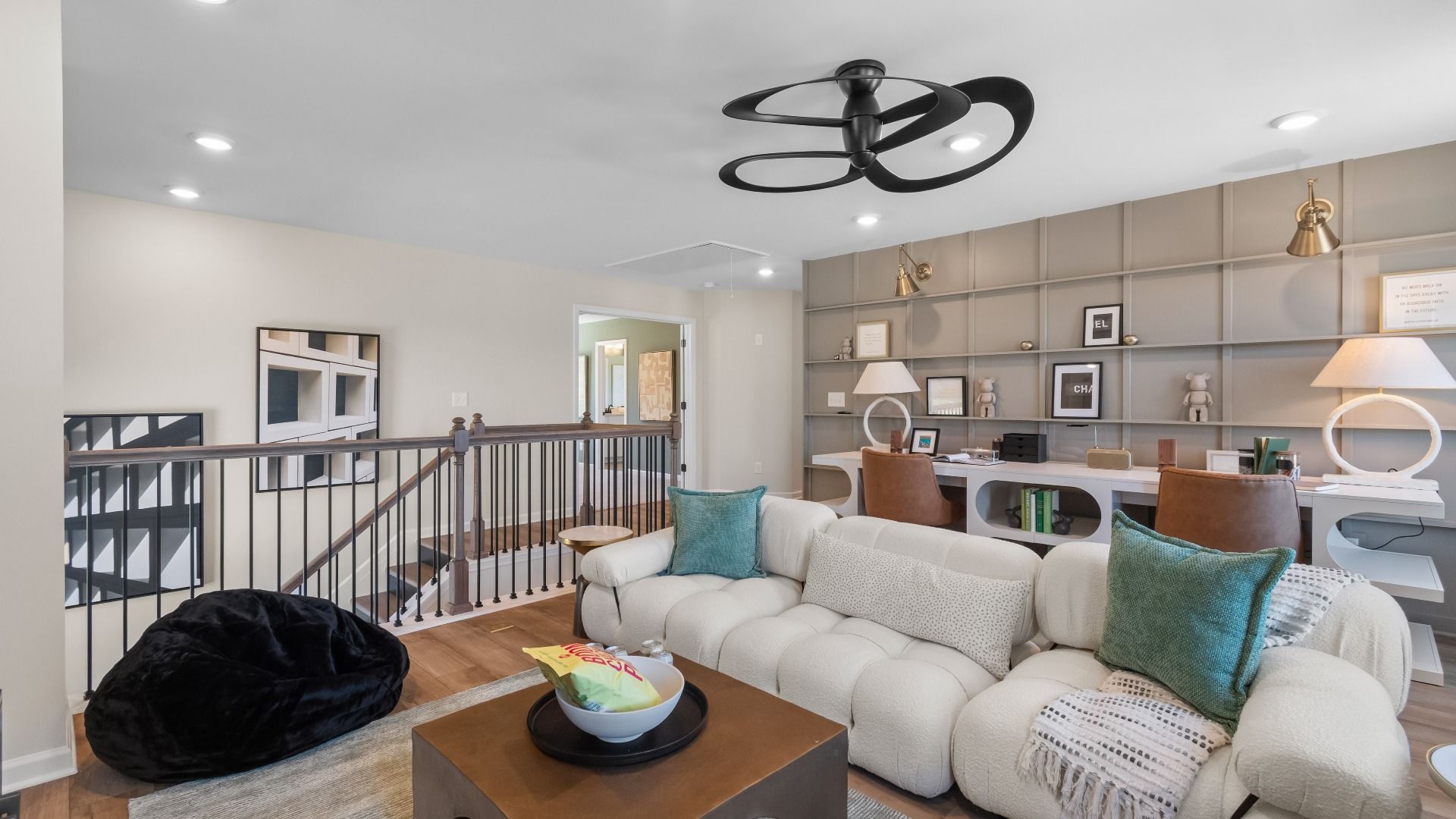 Spacious loft for work, play, or relaxation at new construction single family home at Cambria at Traditions.