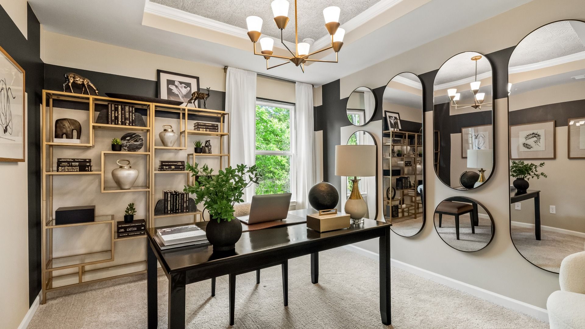 Multi-purpose room ideal for office or bedroom with tray ceiling and modern design at Enclave at Evergreen in Fairburn, GA.