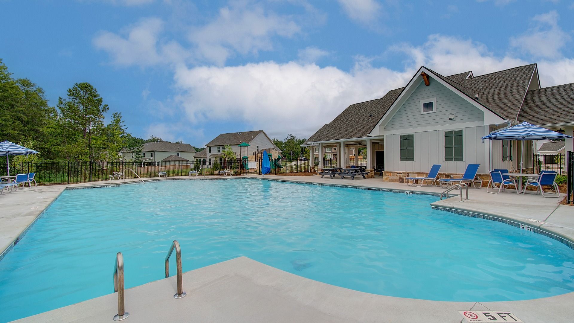 Pool amenity at new construction single family home community at Kingston in Locust Grove, GA.