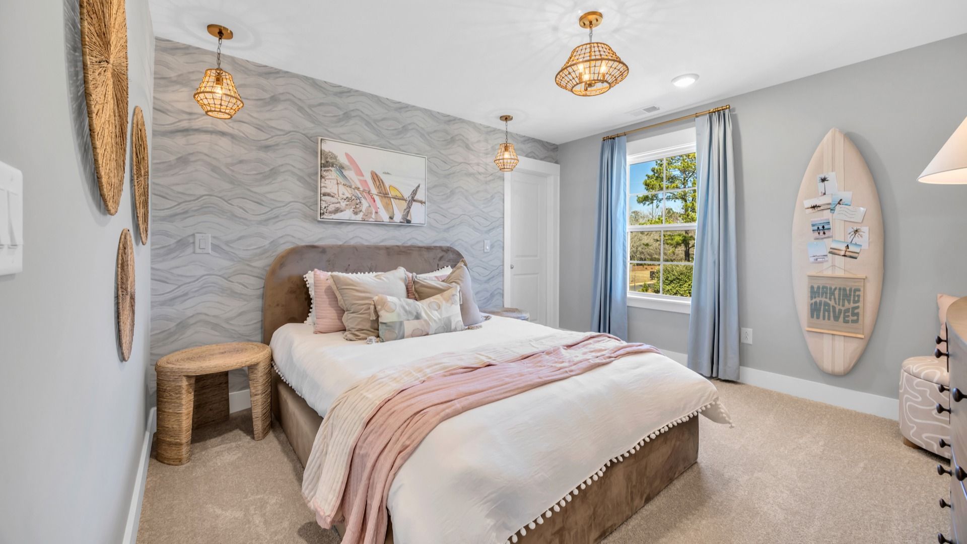 Secondary Bedroom with lots of natural light at Chestnut Farms near Myrtle Beach.
