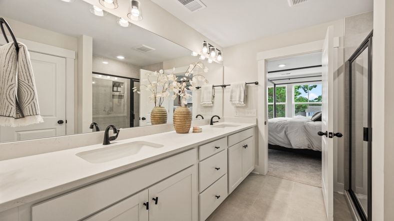 Dual-sink vanity in the Jennings primary bath with generous counter space