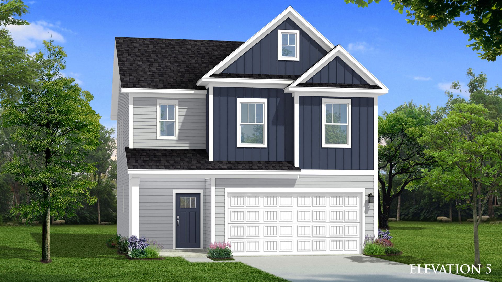 Elevation 5 of the spacious Beramont plan by premier builder DRB Homes in Charlotte, NC