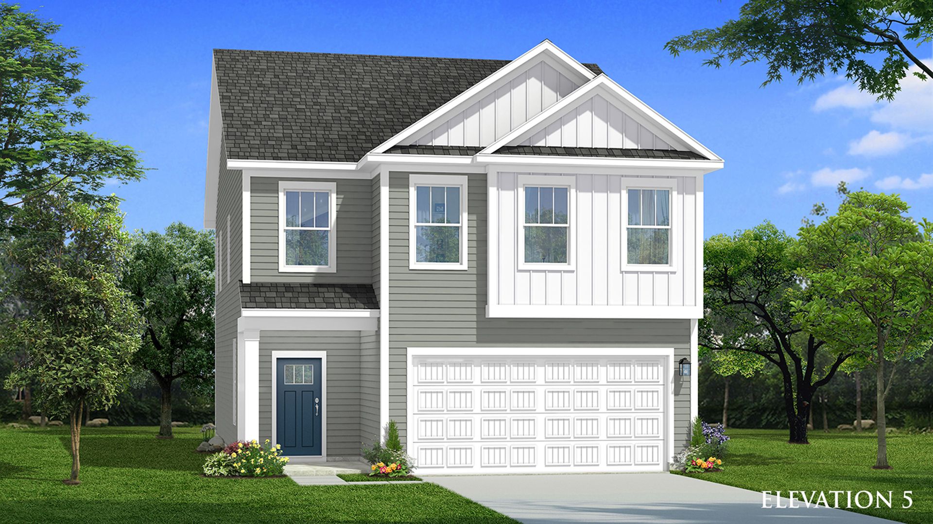 Elevation 5 of the spacious Jasmine plan in Charlotte, NC by premier builder DRB Homes