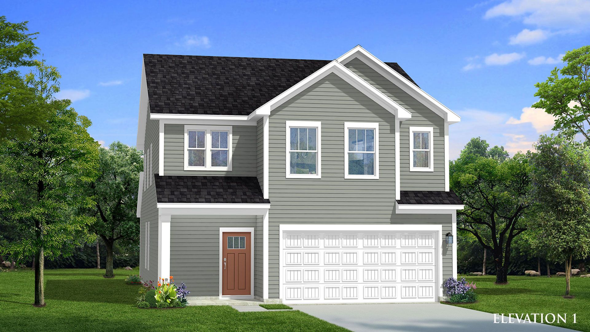 Elevation 1 of the spacious Mint plan by premier builder DRB Homes in Charlotte, NC