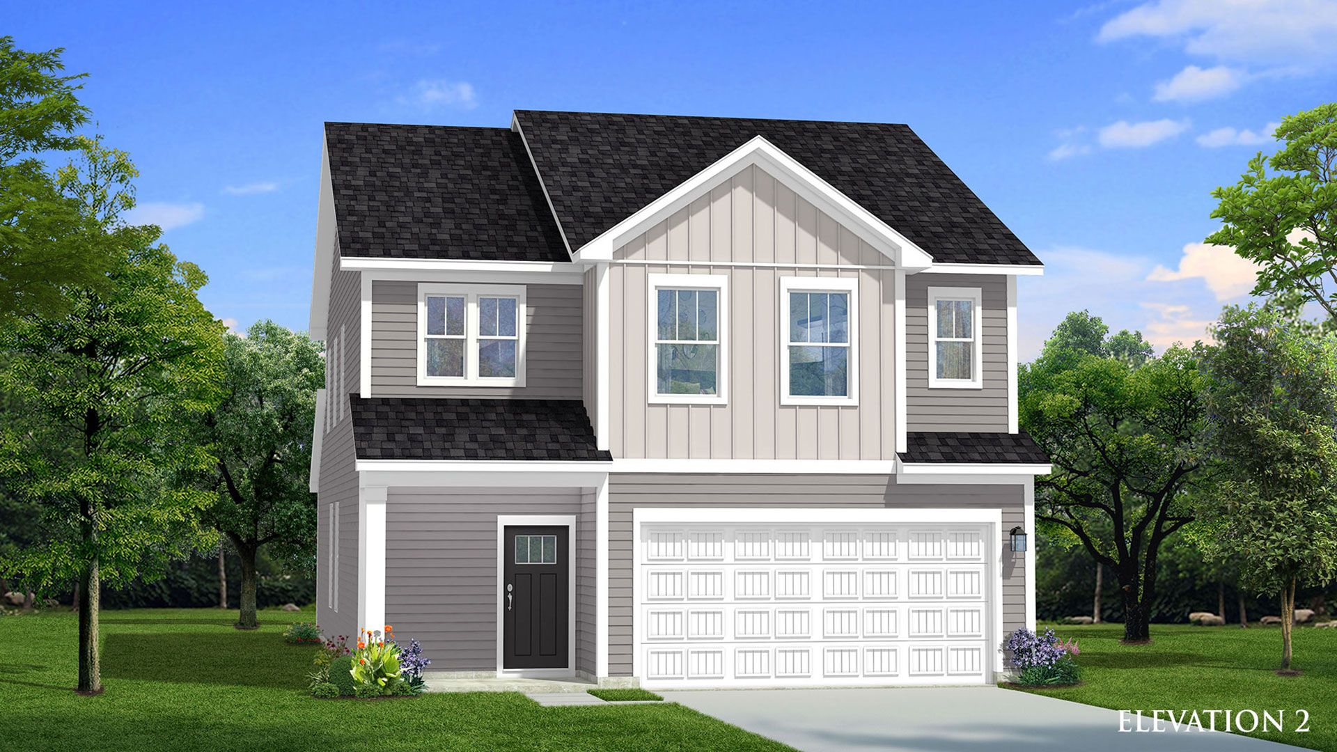 Elevation 2 of the spacious Mint plan by premier builder DRB Homes in Charlotte, NC