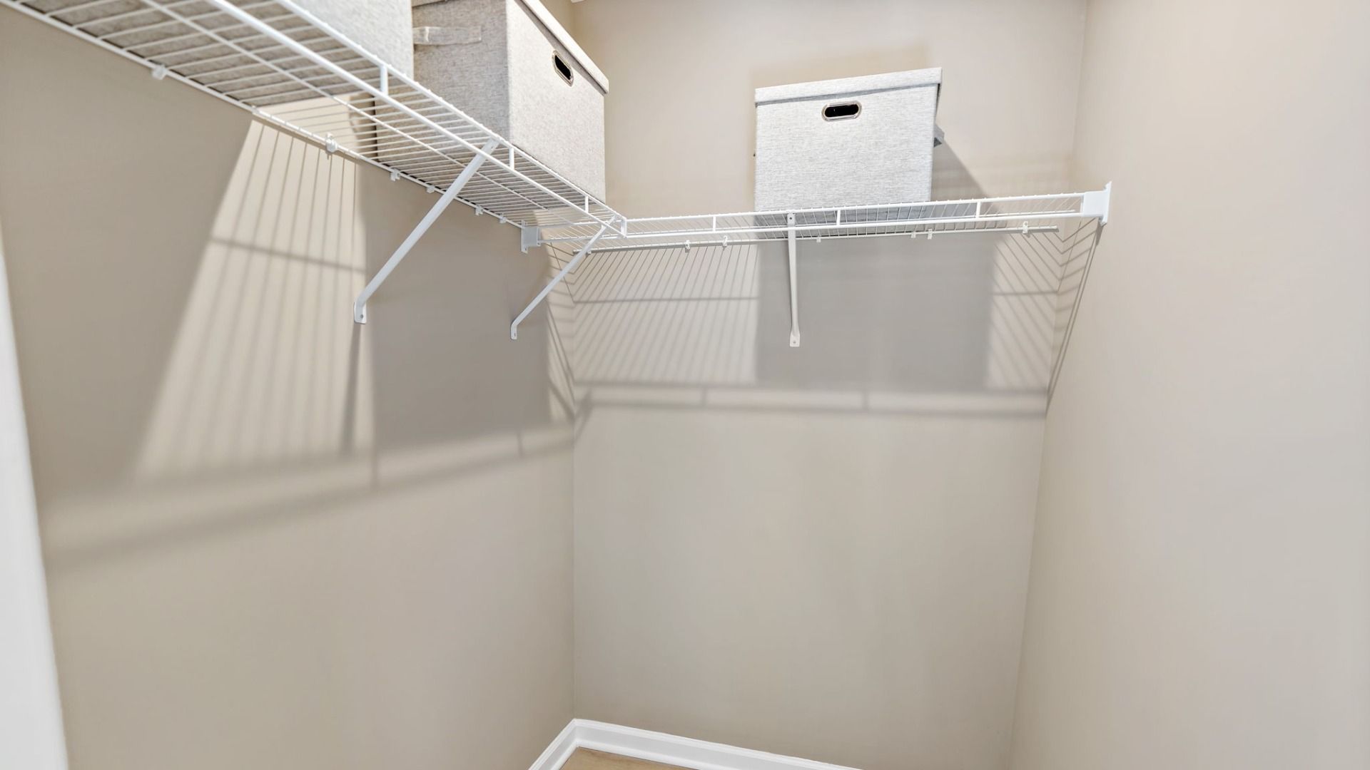 Maximize storage with the closet off the owner’s suite, featuring convenient wire shelving.