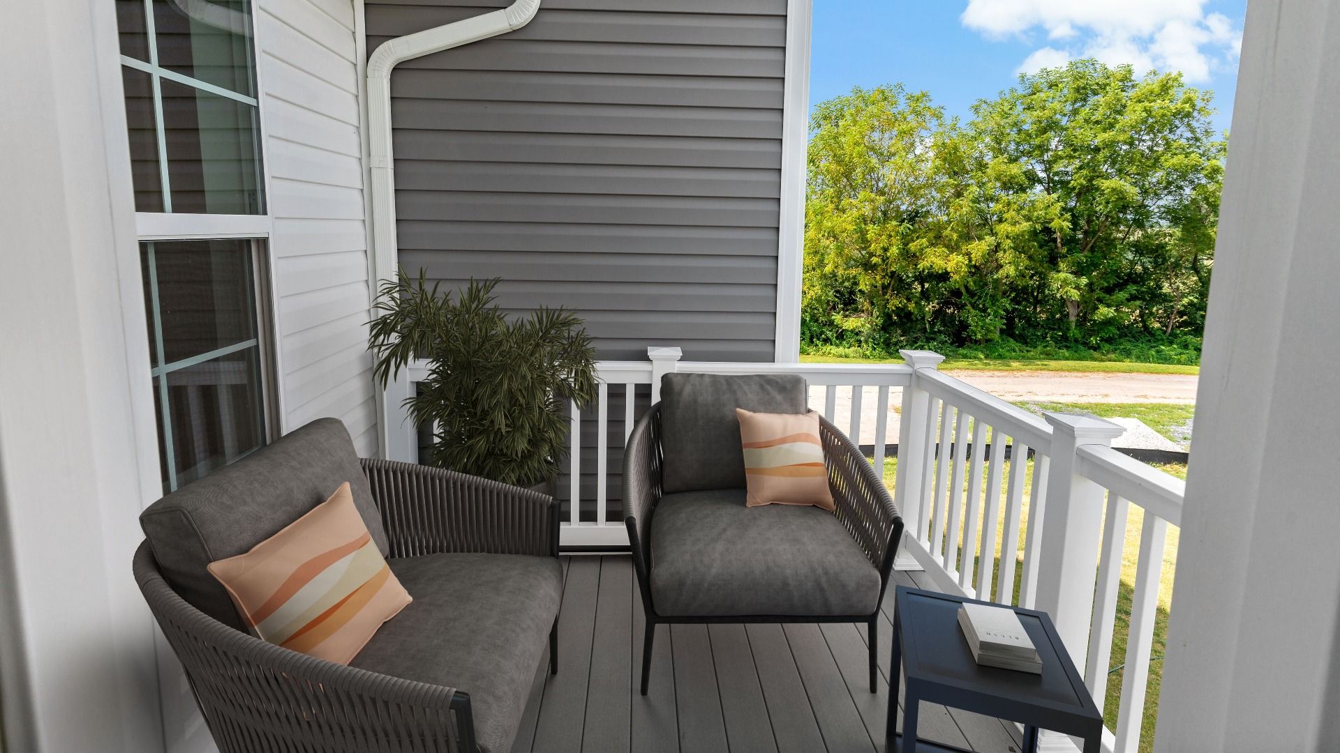 Access the attached deck from the dining area in the York II Garage floor plan.