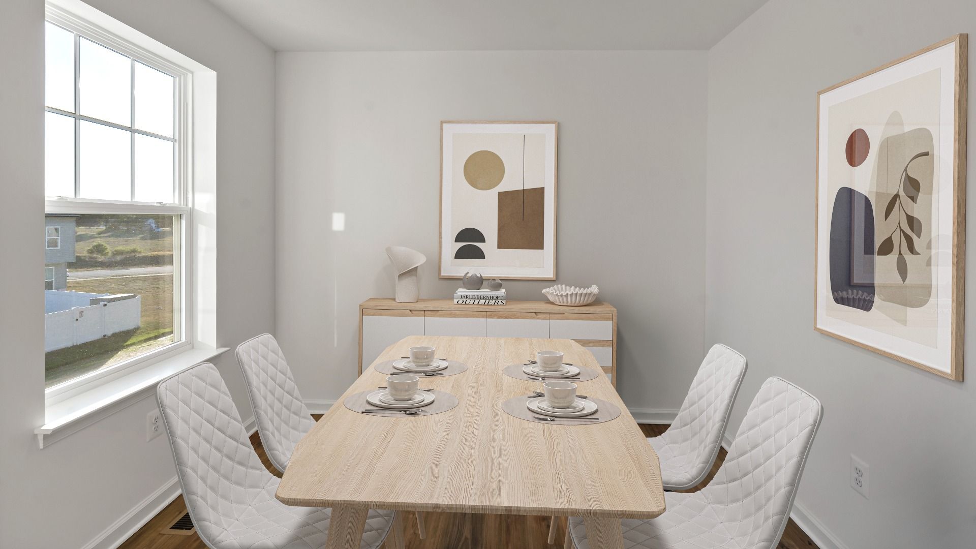 Enjoy dining in the York II Garage, featuring a bright window for plenty of natural light.