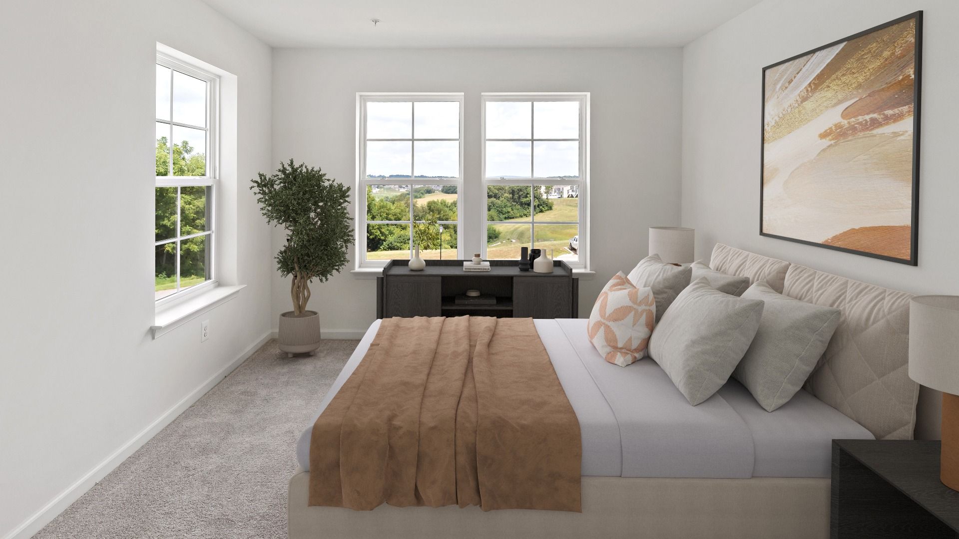 Relax in the spacious York II Garage owners suite with abundant natural light from large windows.