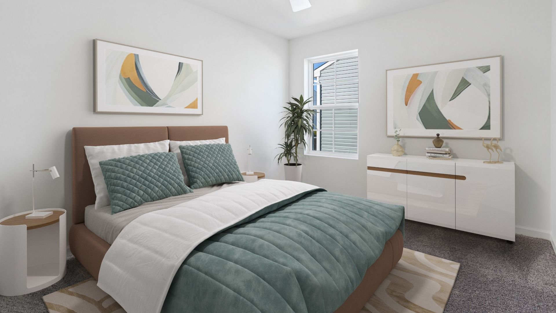 Cozy and spacious third bedroom in the Whitehall II floor plan, perfect for guests or family.