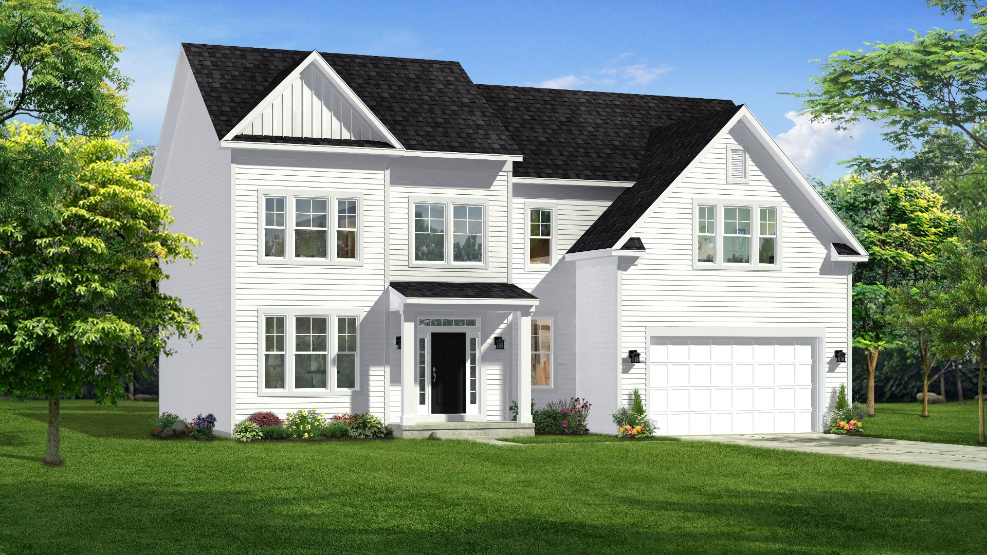 Front Elevation of the Oakdale II Single Family Home by DRB Homes. Stunning Exterior Design and Modern Architectural Details.