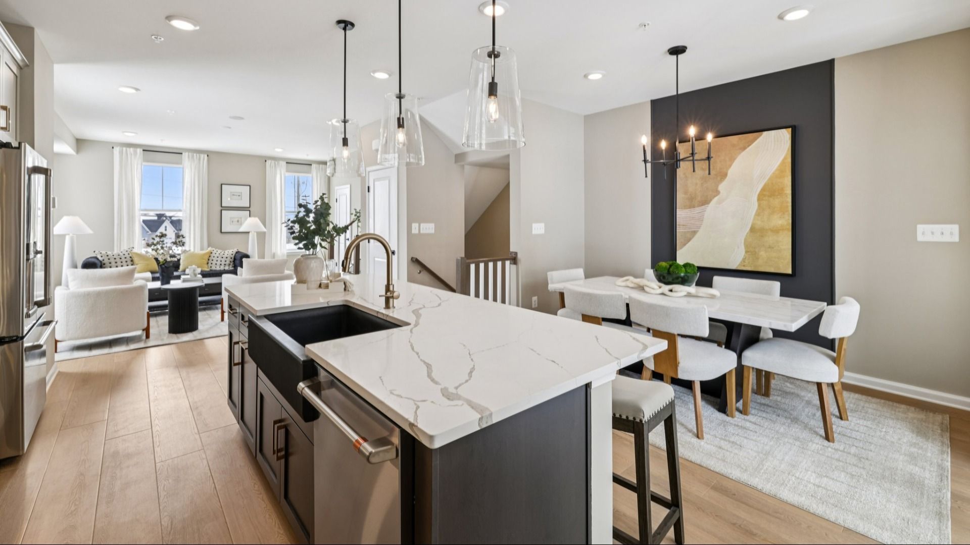 At the heart of the kitchen is a social hub island