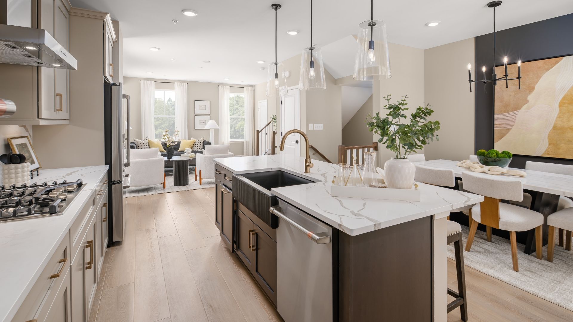 At the heart of the kitchen is a social hub island