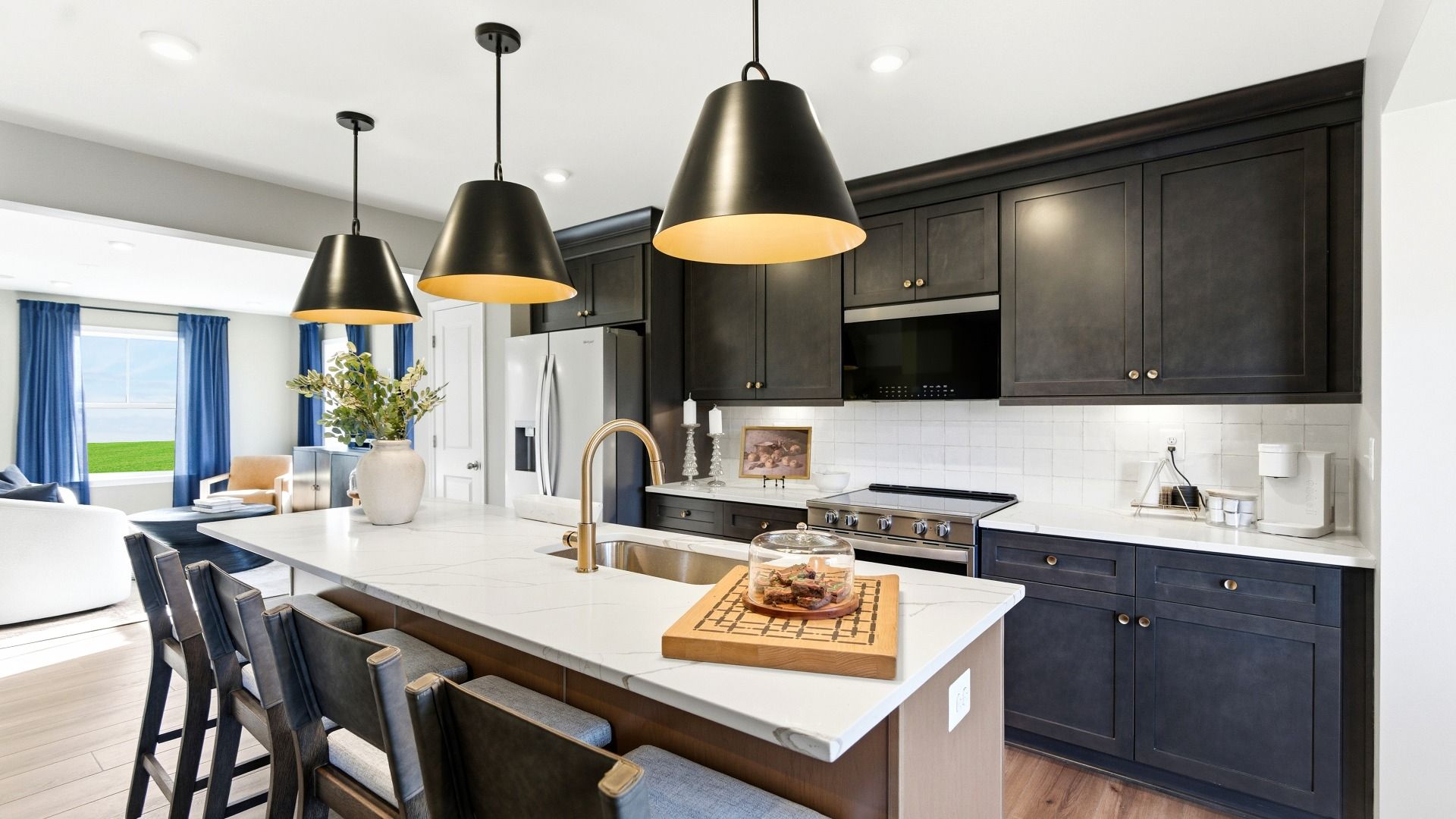 Kitchen Area and Island on the First Floor of the York II
