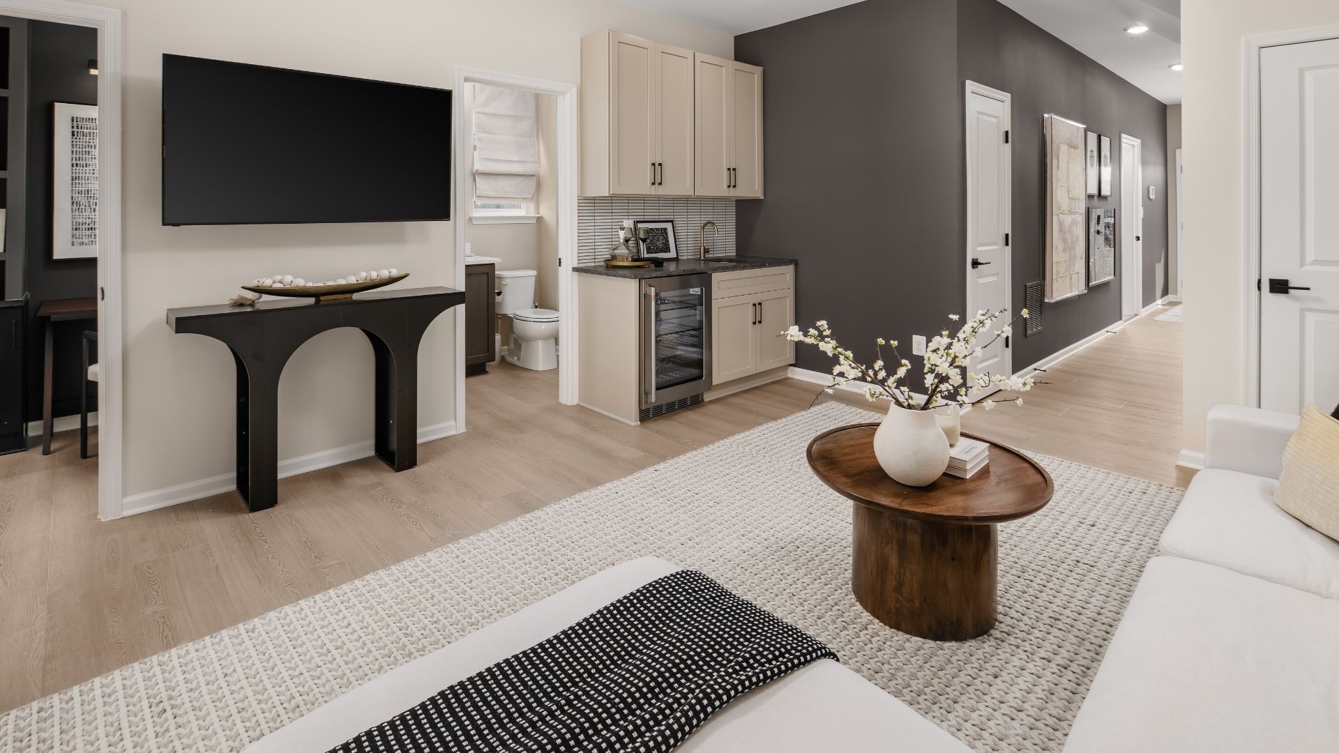 Lower Level Wet Bar and Rec Room at The Bradford Everleigh at Parkside