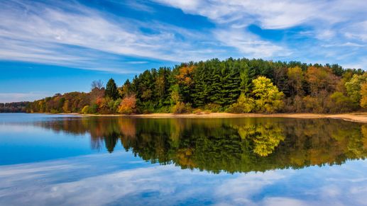 Lake Marburg at Codorus State Park near Hanover, PA, offers a scenic and serene outdoor destination.