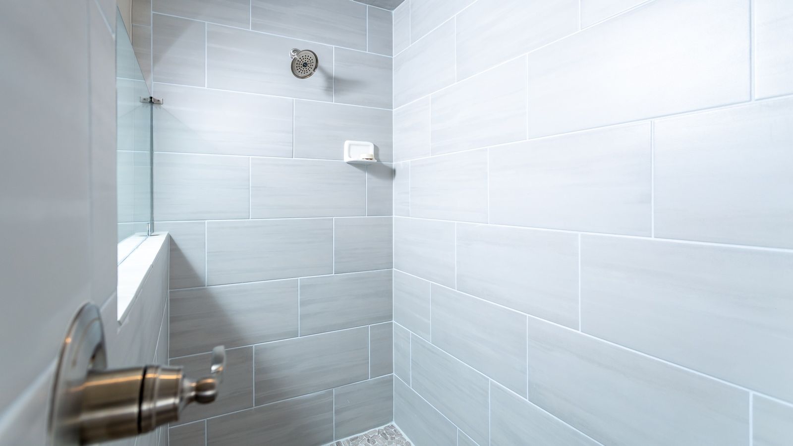 The Owner's Bath Shower in the DRB Homes Starling II Model at Rosehill Manor