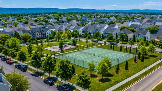 Community tennis courts offer space for friendly matches and active outdoor recreation.