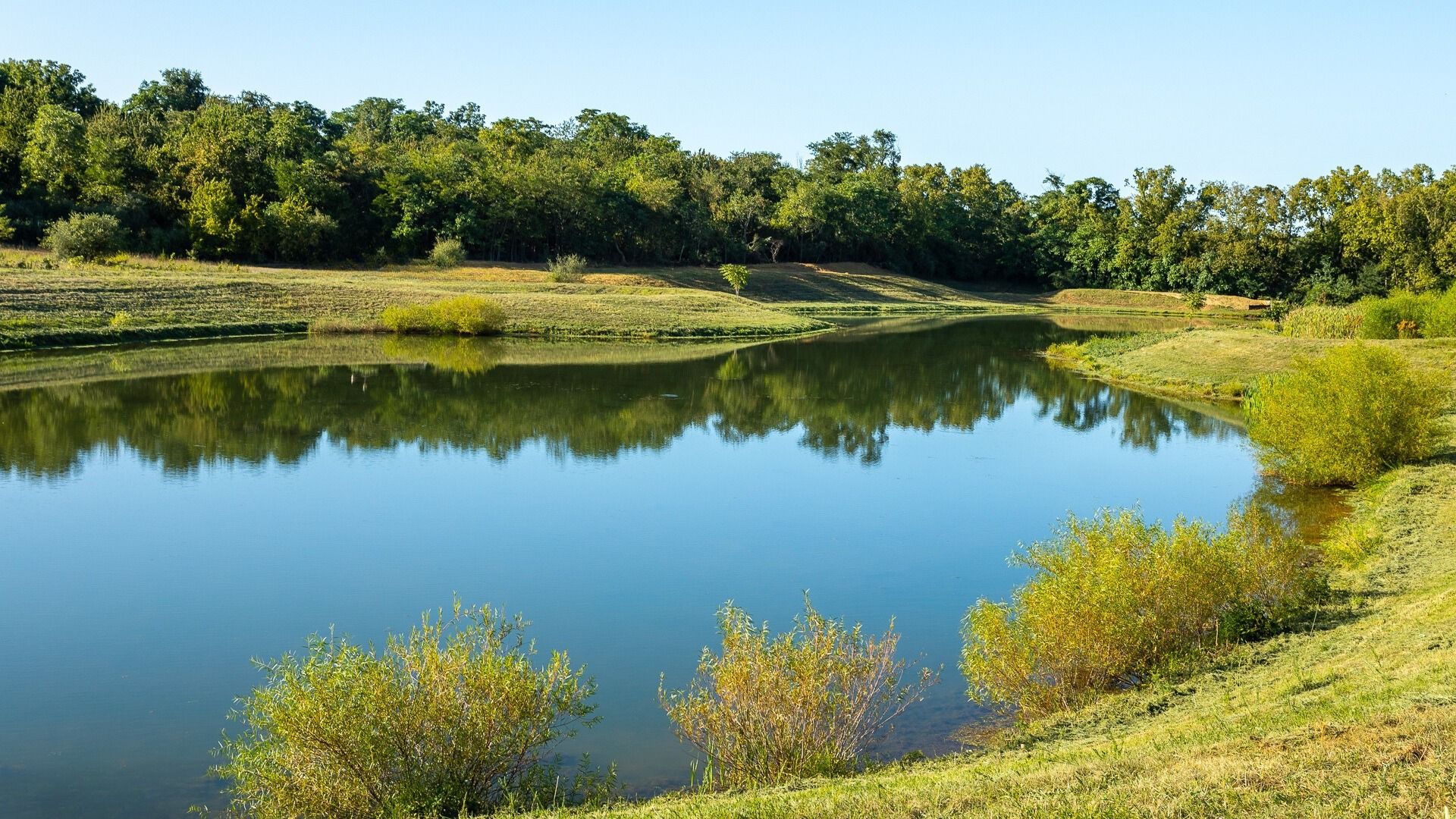 The community pond offers scenic views and a peaceful gathering spot for residents.